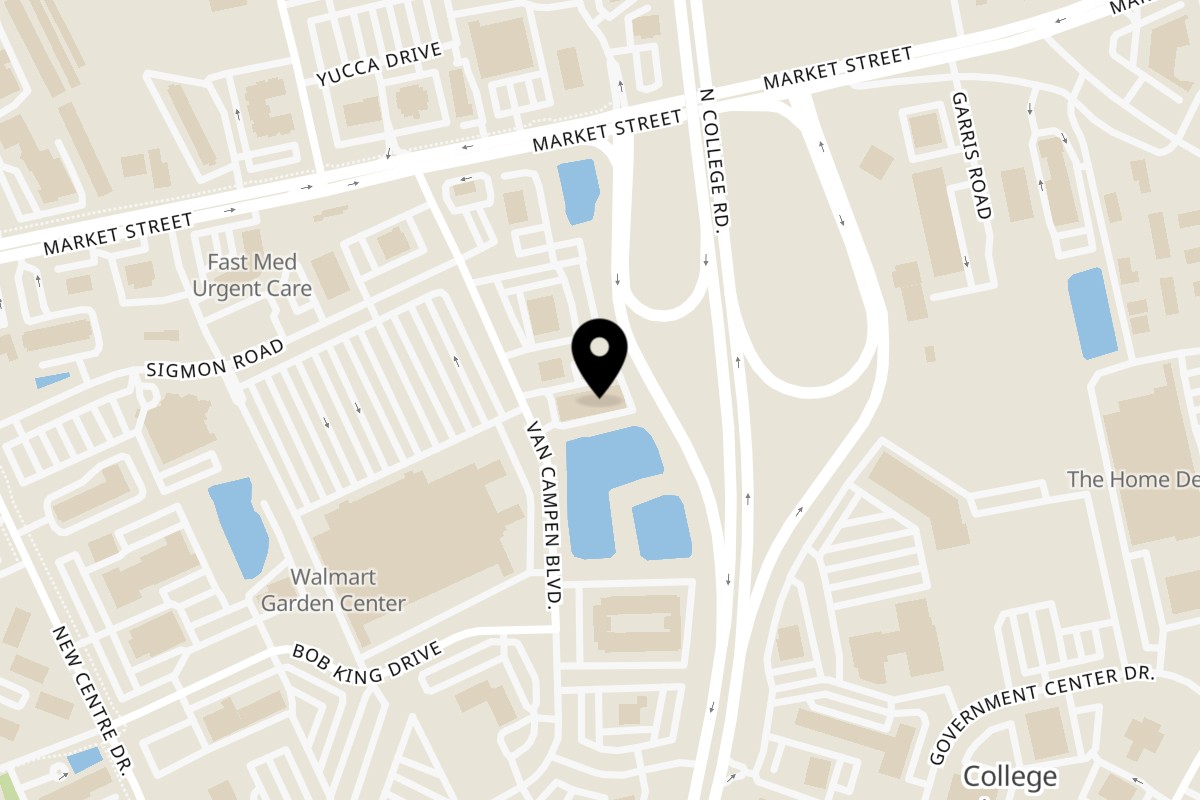 Map showing the location of Taqueria Los Portales Van Campen Blvd on 29 Van Campen Blvd STE 109 in Wilmington